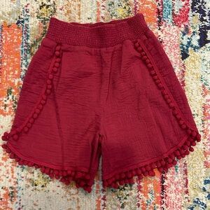 Sundance Red Pom Pom Shorts